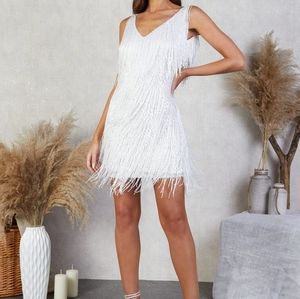 Nadine Merabi Sadie white beaded dress